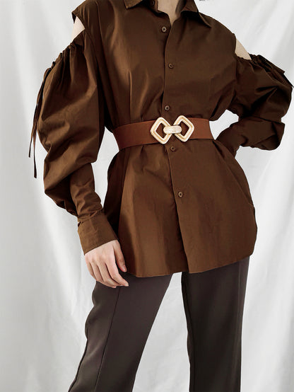 Geometric Buckle Elastic Wide Belt -