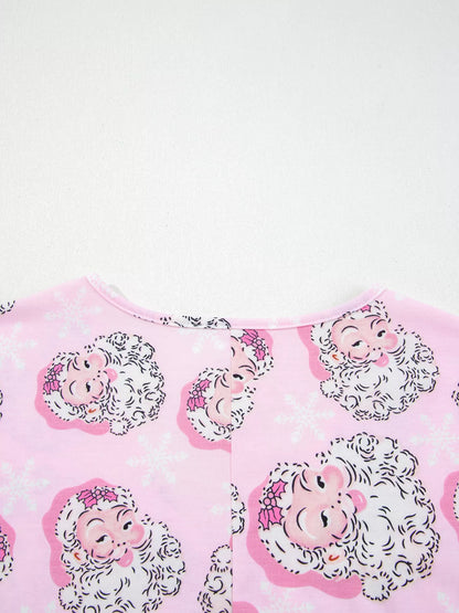 Santa Claus Print V-Neck Tee Drawstring Pants Lounge Set -