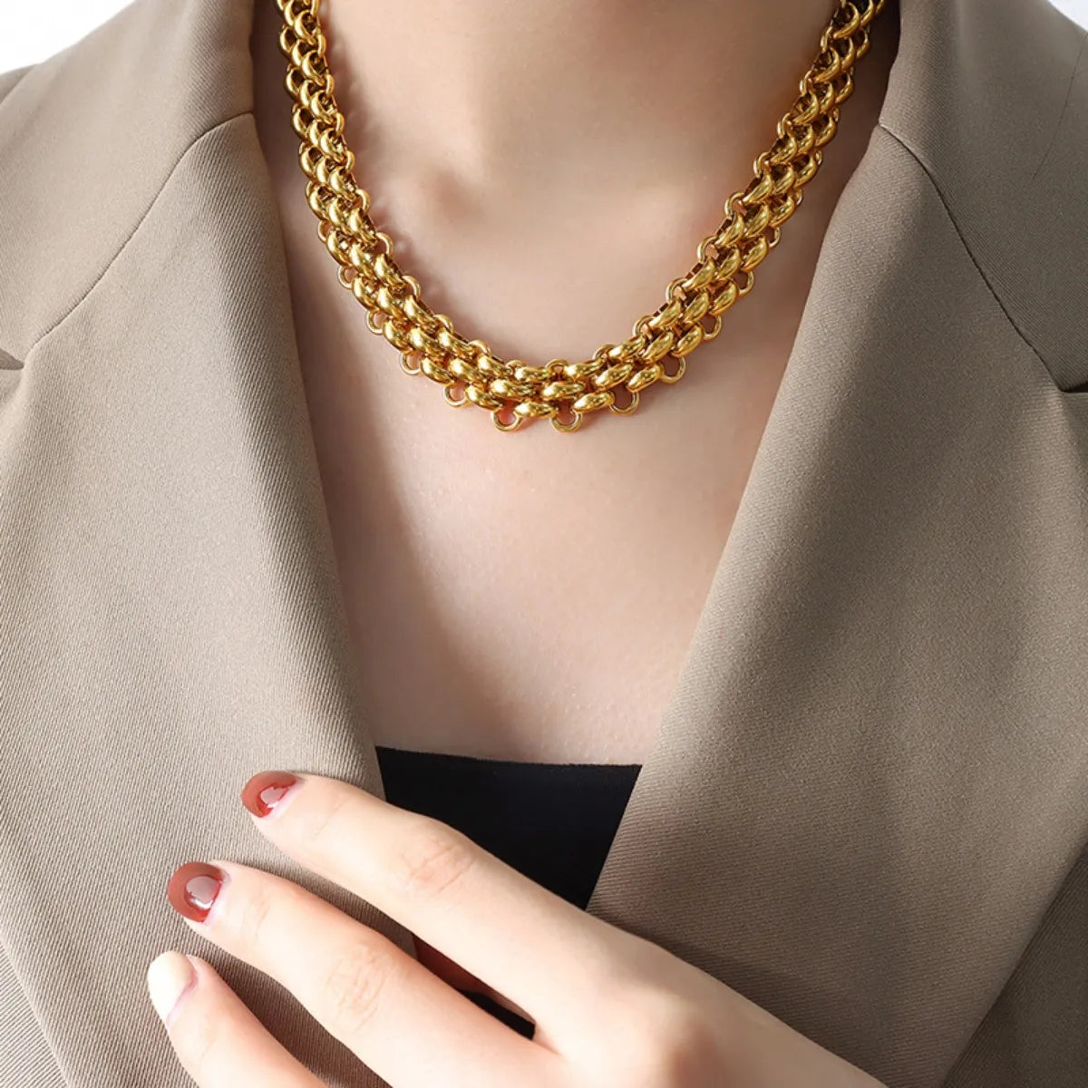 Gold Chain Link Jewelry Set with Necklace and Bracelet -