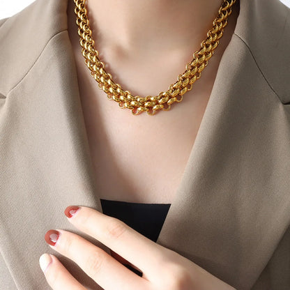 Gold Chain Link Jewelry Set with Necklace and Bracelet -