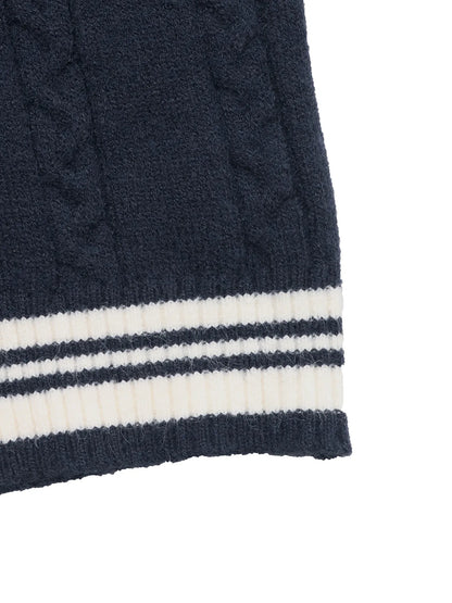 Contrast Striped V-Neck Sweater -