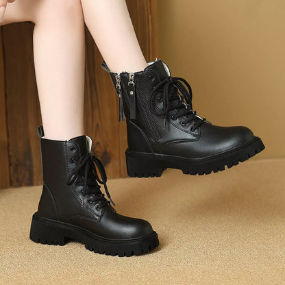 Lace-Up Ankle Combat Boots -