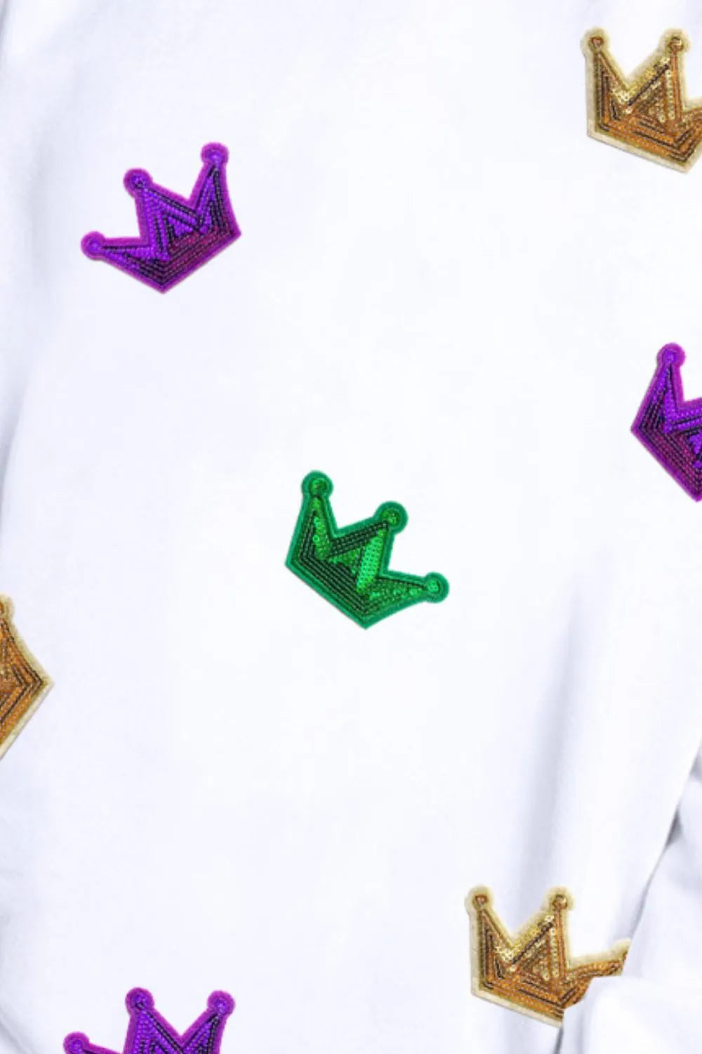 Crown Sequin Round Neck Sweatshirt -