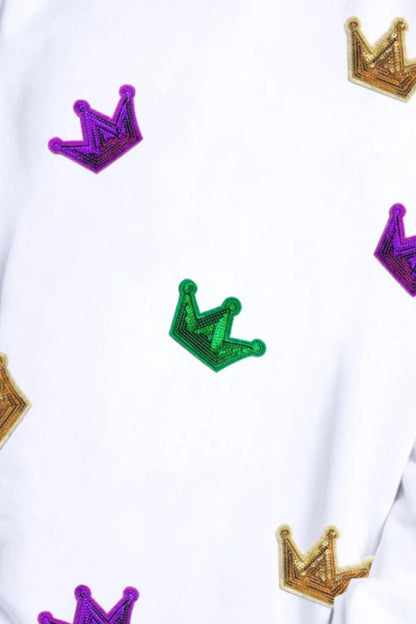 Crown Sequin Round Neck Sweatshirt -