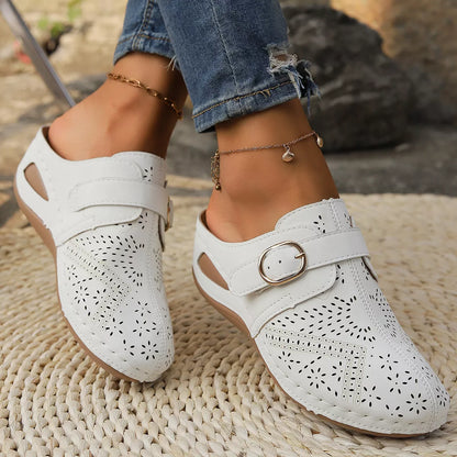 Casual Buckle Slip-Ons - White