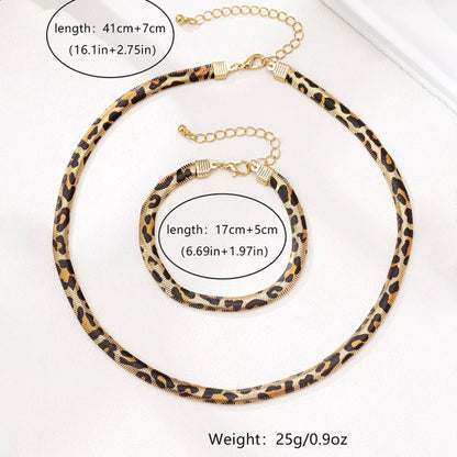 Chunky Leopard Necklace and Bracelet Jewelry Set -