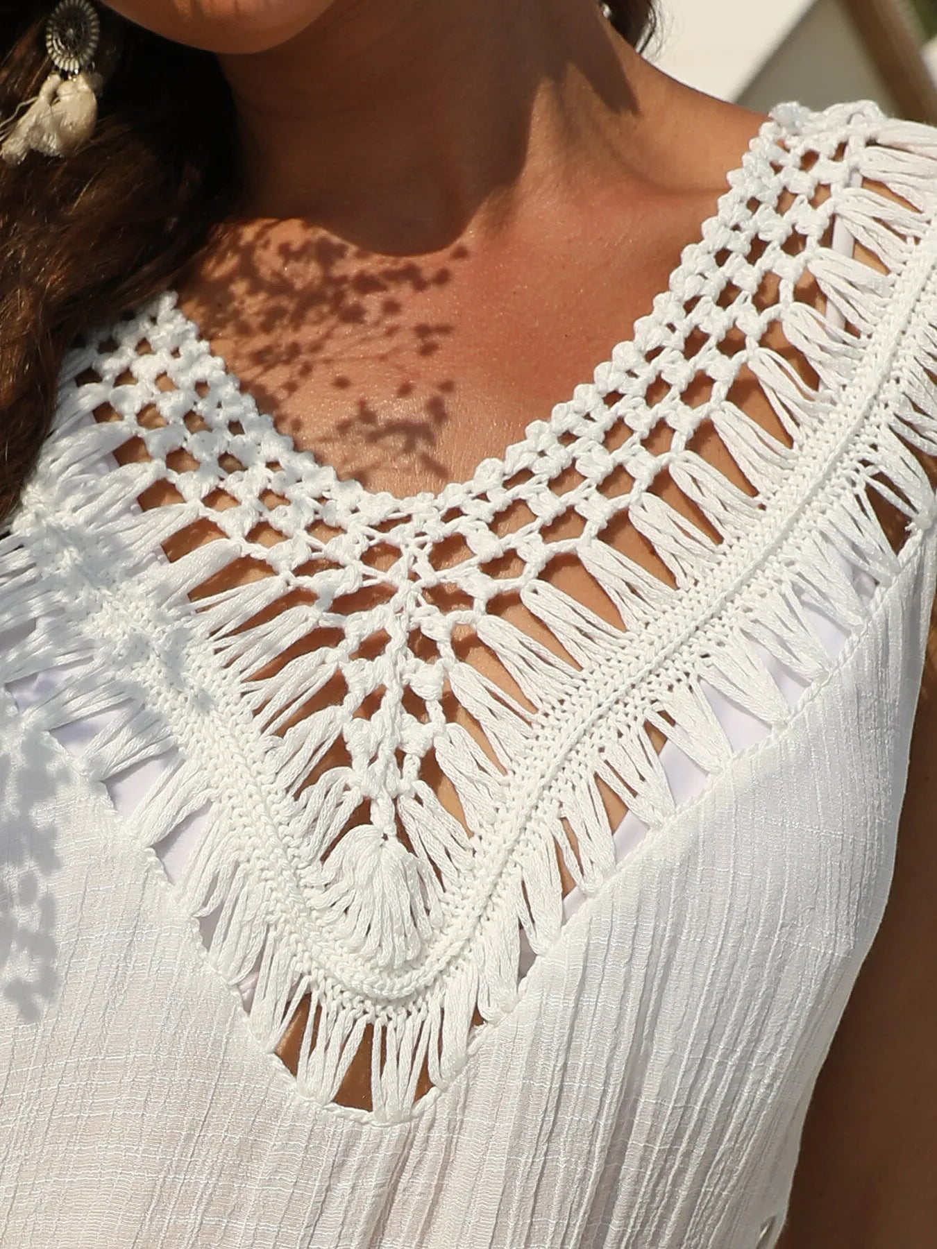 Crochet Detail Beach Cover Up Dress -