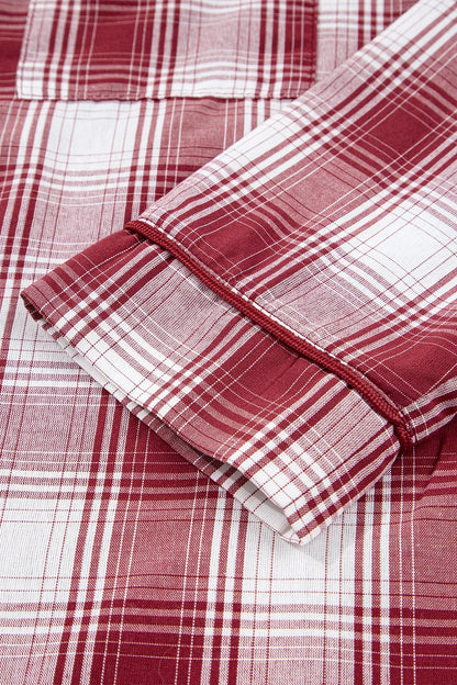 Plaid Long Sleeve Shirt and Drawstring Shorts Lounge Set -