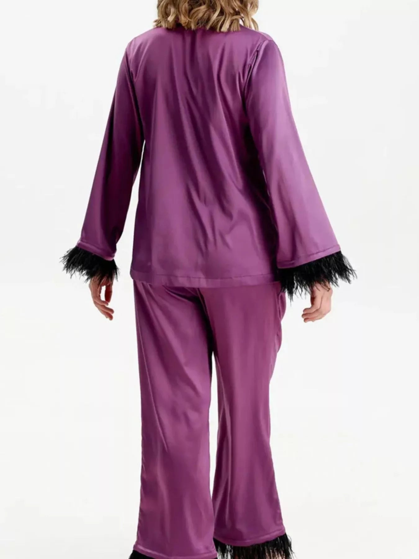 Silky Button Up Top and Pants Lounge Set -