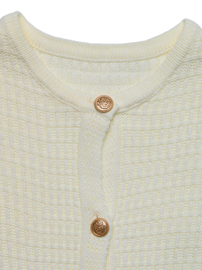 Button-Up Long Sleeve Cardigan - Off White