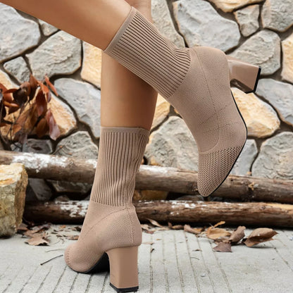 Point Toe Knit Sock Boots -