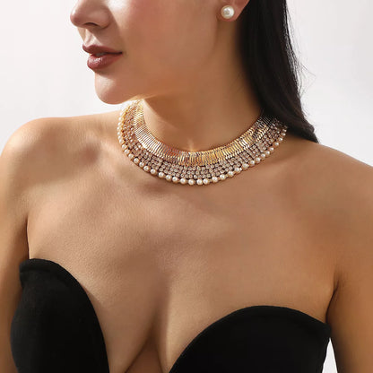 Pearl Earrings and Necklace Jewelry Set -