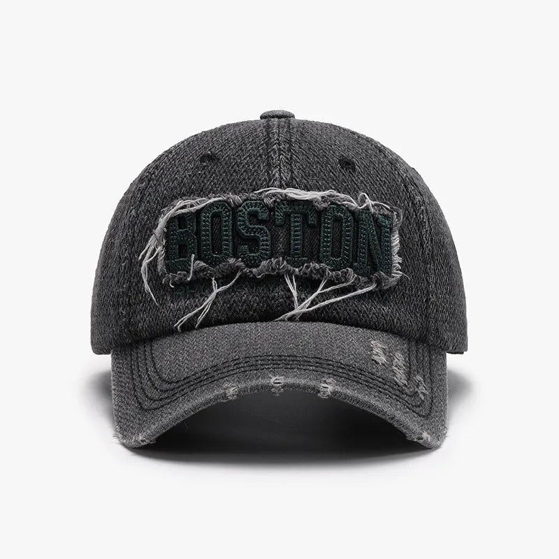 Letter Adjustable Cotton Baseball Cap - Dark Gray One Size