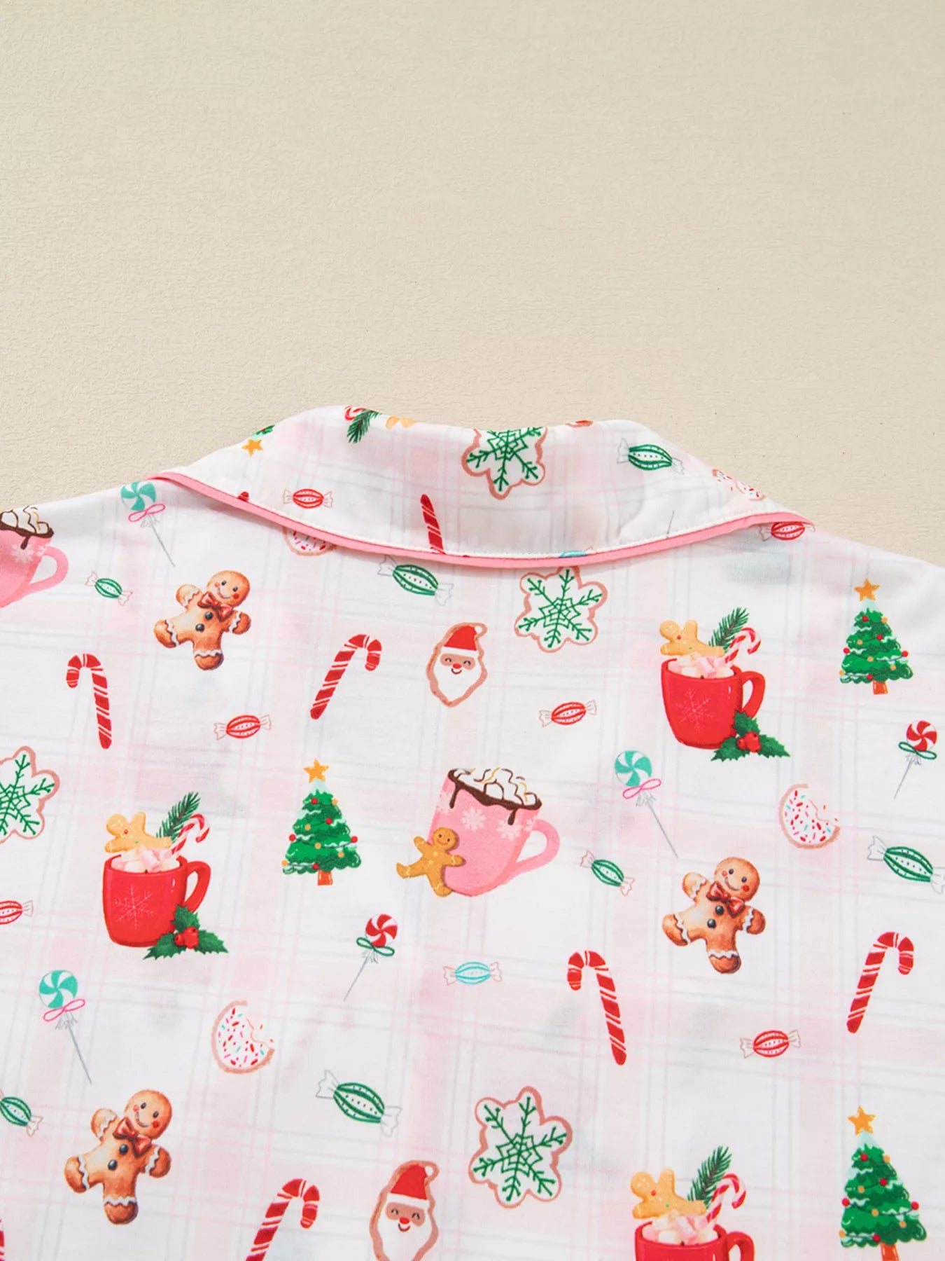Holiday Print Short Sleeve Shirt and Pants Pajama Set -