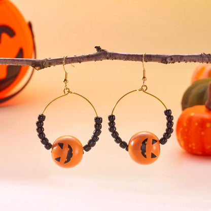 18K Gold-Plated Halloween Bead Earrings -