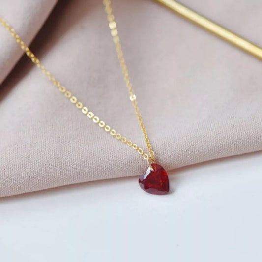 Sterling Silver Zircon Heart Necklace -