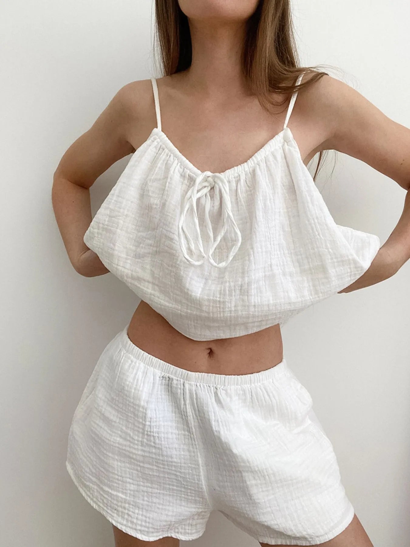Tie Front Cami and Shorts Lounge Set -