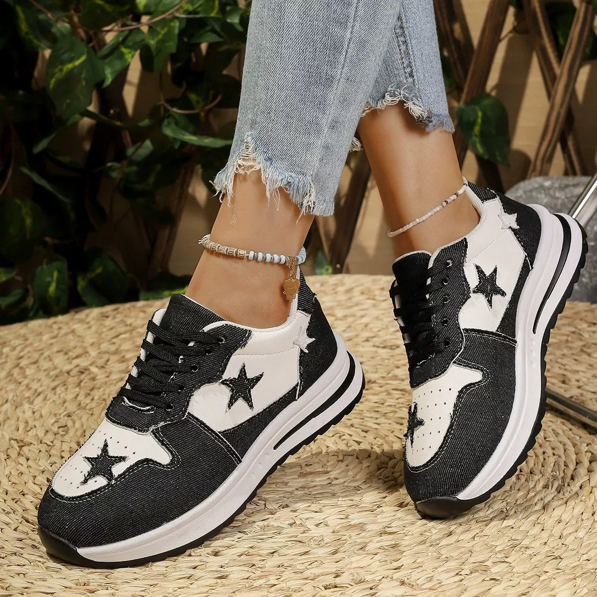 Star Lace Up Sneakers -