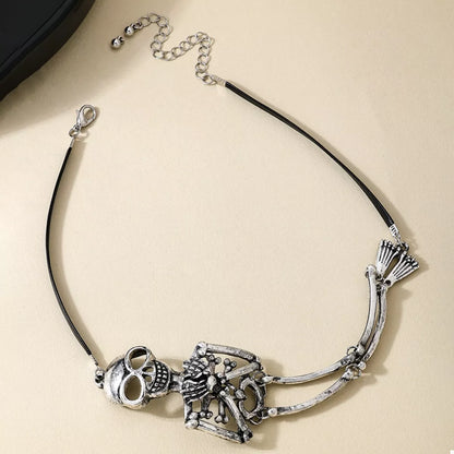 Skull Necklace and Bracelet Jewelry Set -