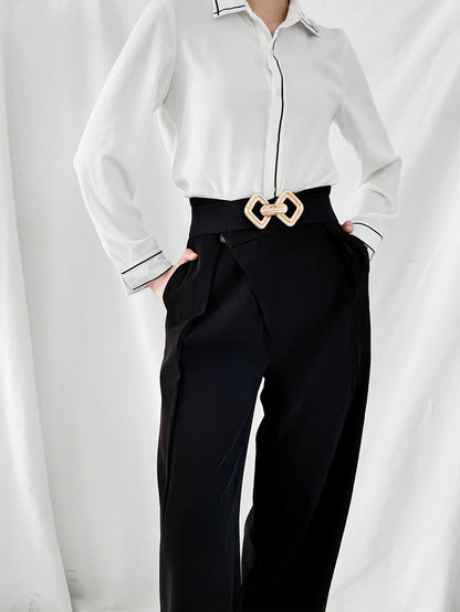 Geometric Buckle Elastic Wide Belt -