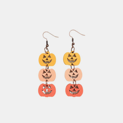 Wooden Contrast Pumpkin Earrings - Tangerine One Size