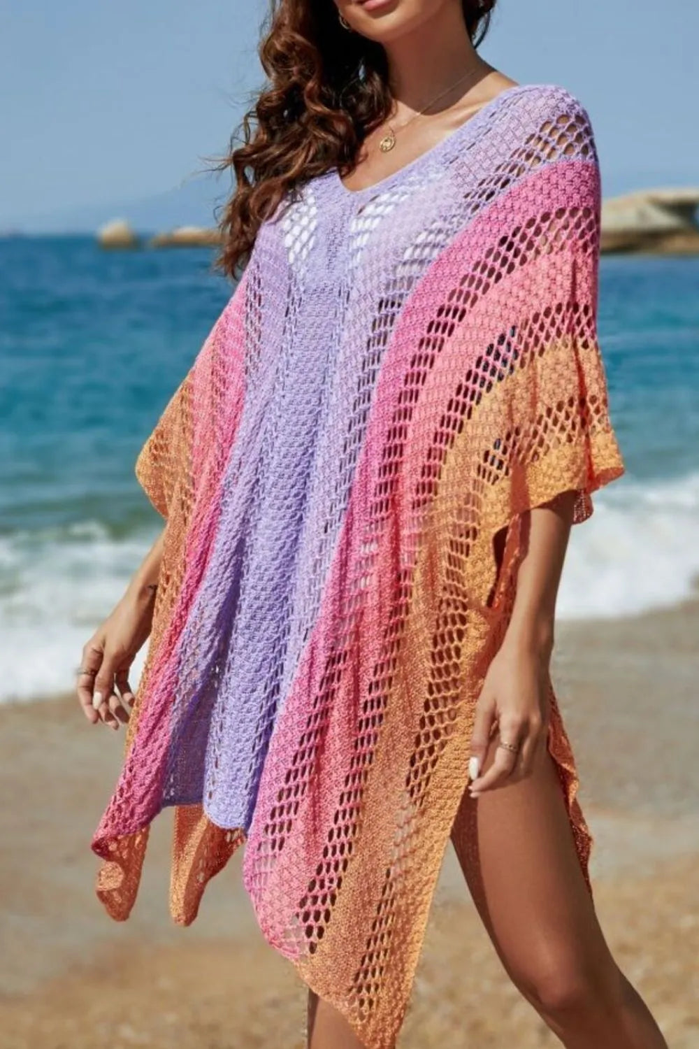 Rainbow Gradient Crochet Cover-Up -