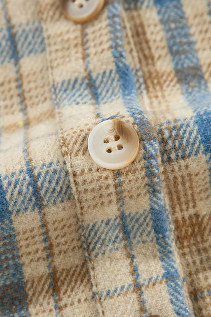 Waffle Knit Patchwork Hooded Plaid Shacket - Multicolor