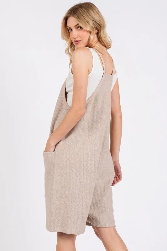 Scoop Neck Spaghetti Strap Overalls -