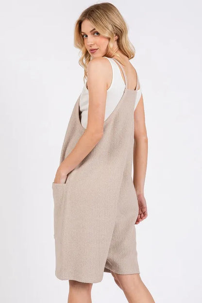 Scoop Neck Spaghetti Strap Overalls -