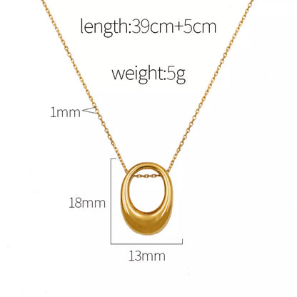 Gold-Plated Oval Pendant Necklace -