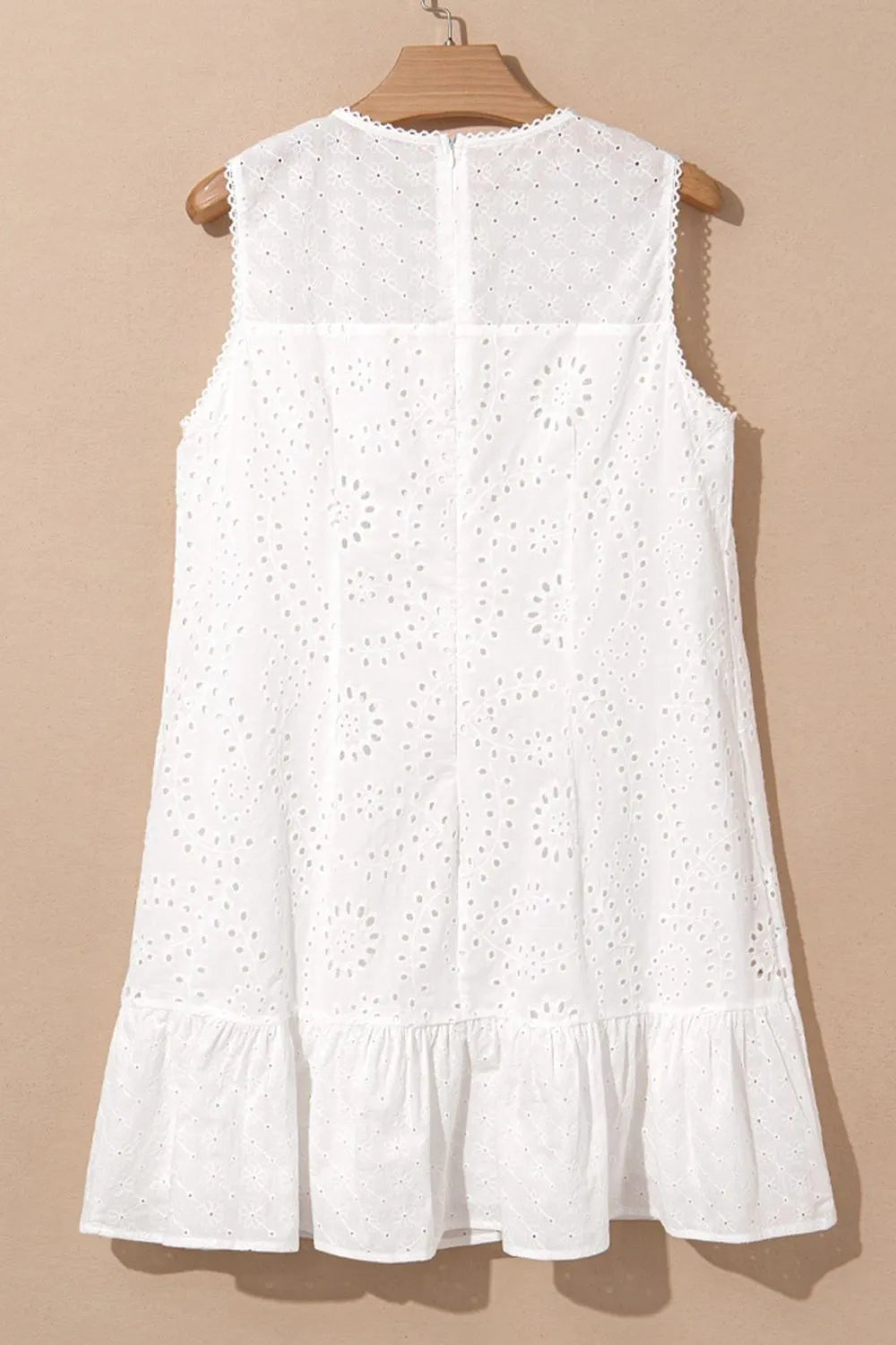 Floral Eyelet Embroidered Sleeveless Shift Dress -