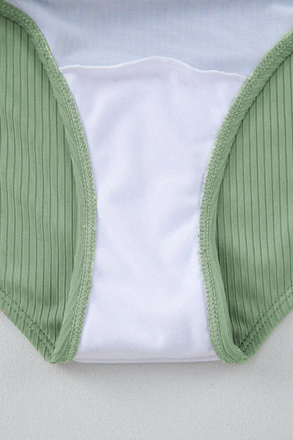 Ribbed Drawstring Sides Cutout One Piece Swimsuit -