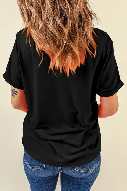 Glitter Pumpkin Round Neck T-Shirt -