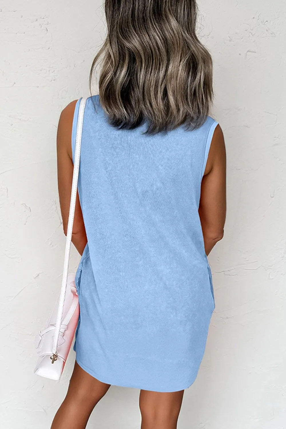 Round Neck Sleeveless Mini Dress -