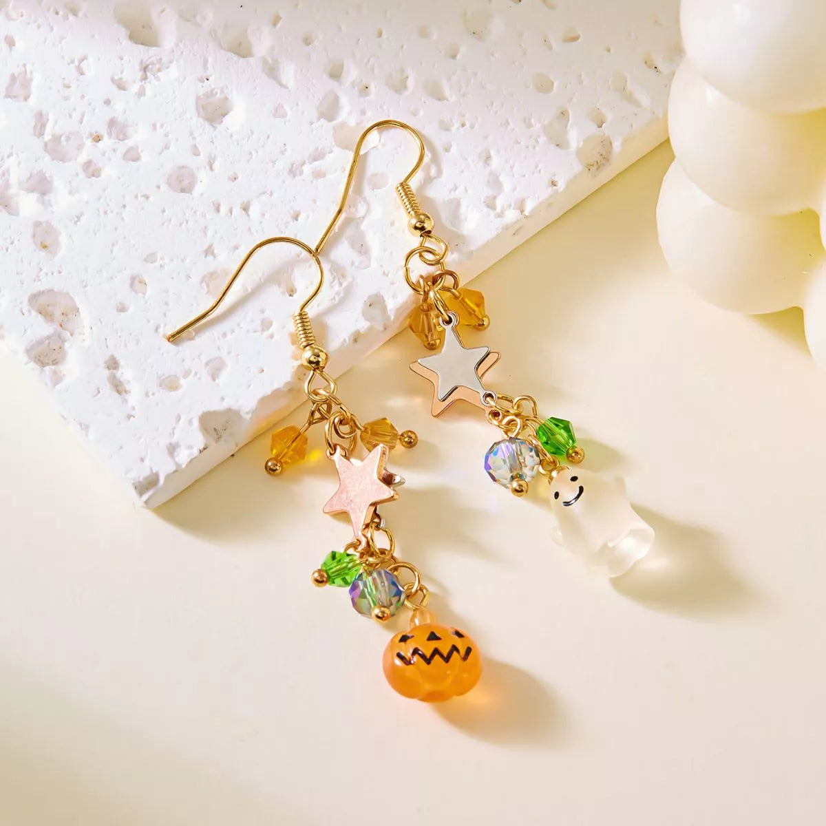 Halloween Asymmetrical Pumpkin Ghost Earrings -