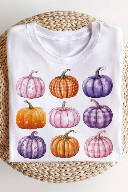 Pumpkin Graphic Long Sleeve Sweatshirt - White