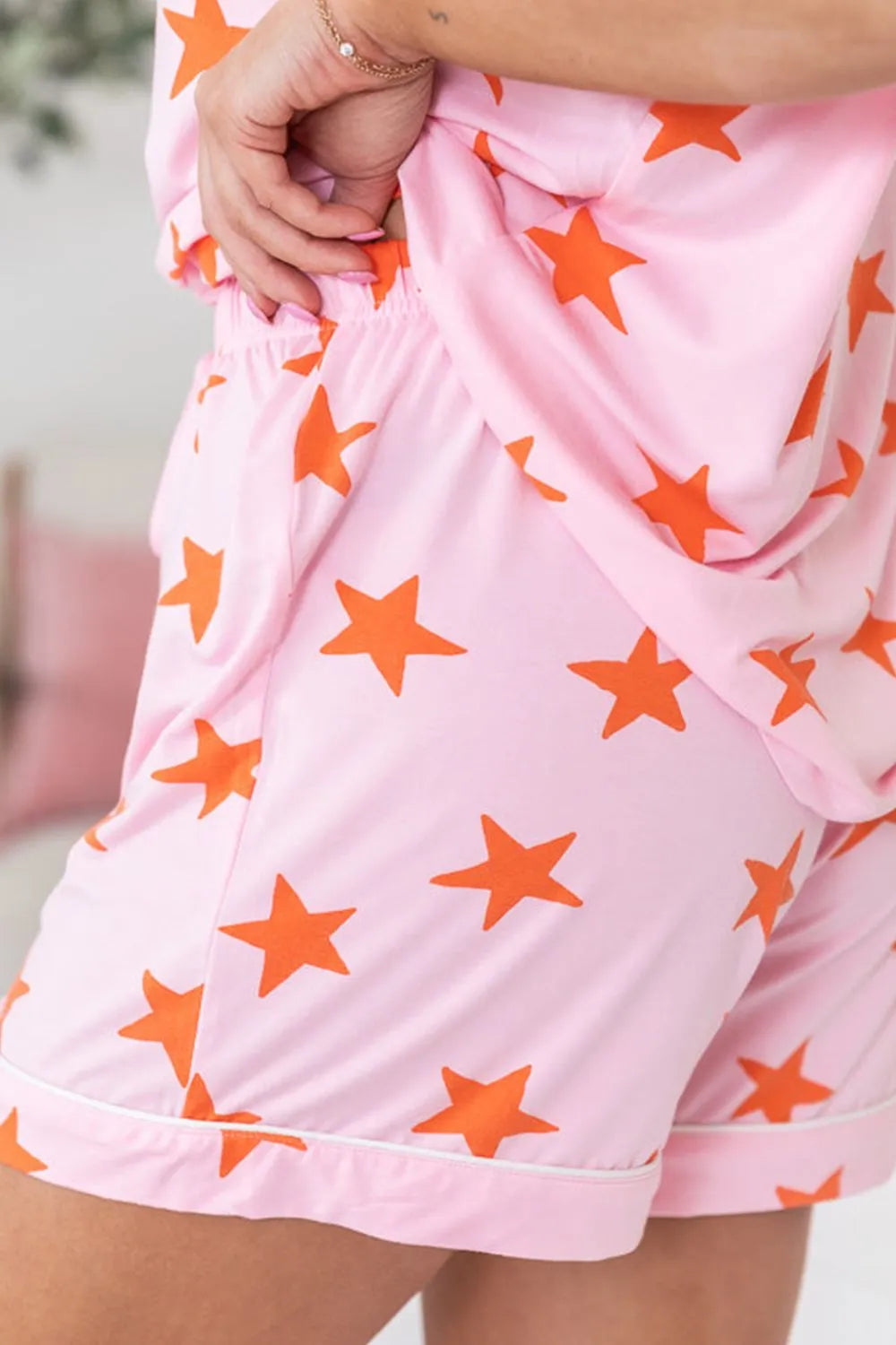 Star Print Short Sleeve Shirt and Shorts Set -