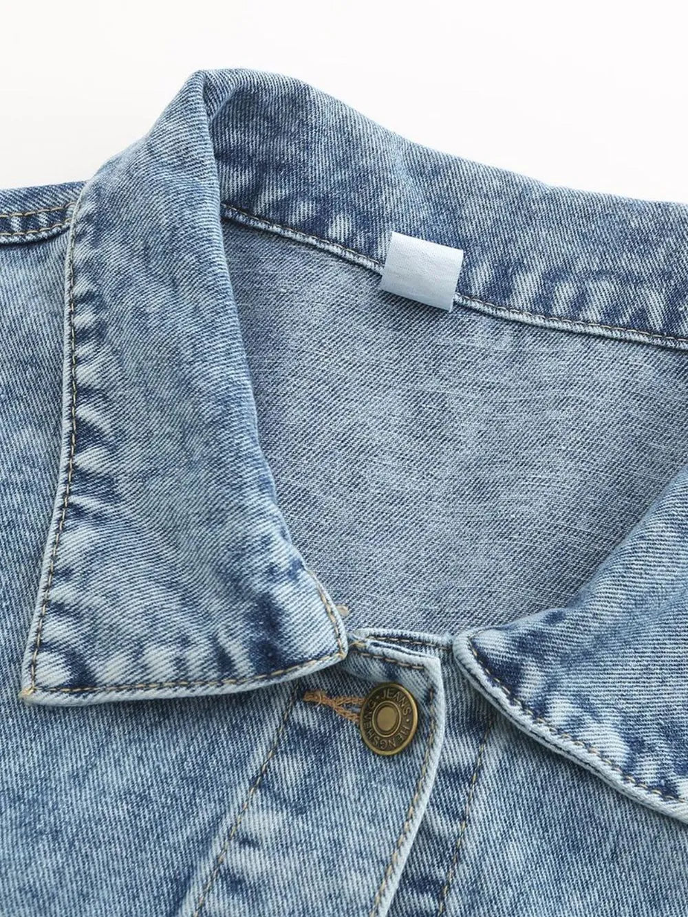 Button Down Drop Shoulder Denim Jacket -