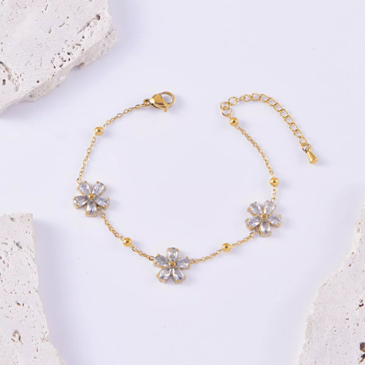Gold-Plated Flower Jewelry Set -