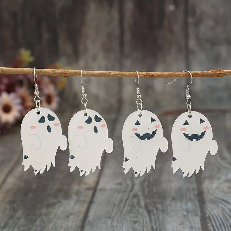 2-Piece Alloy Acrylic Ghost Dangle Earrings -