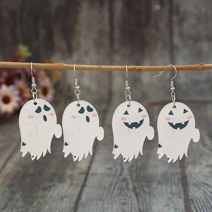 2-Piece Alloy Acrylic Ghost Dangle Earrings -