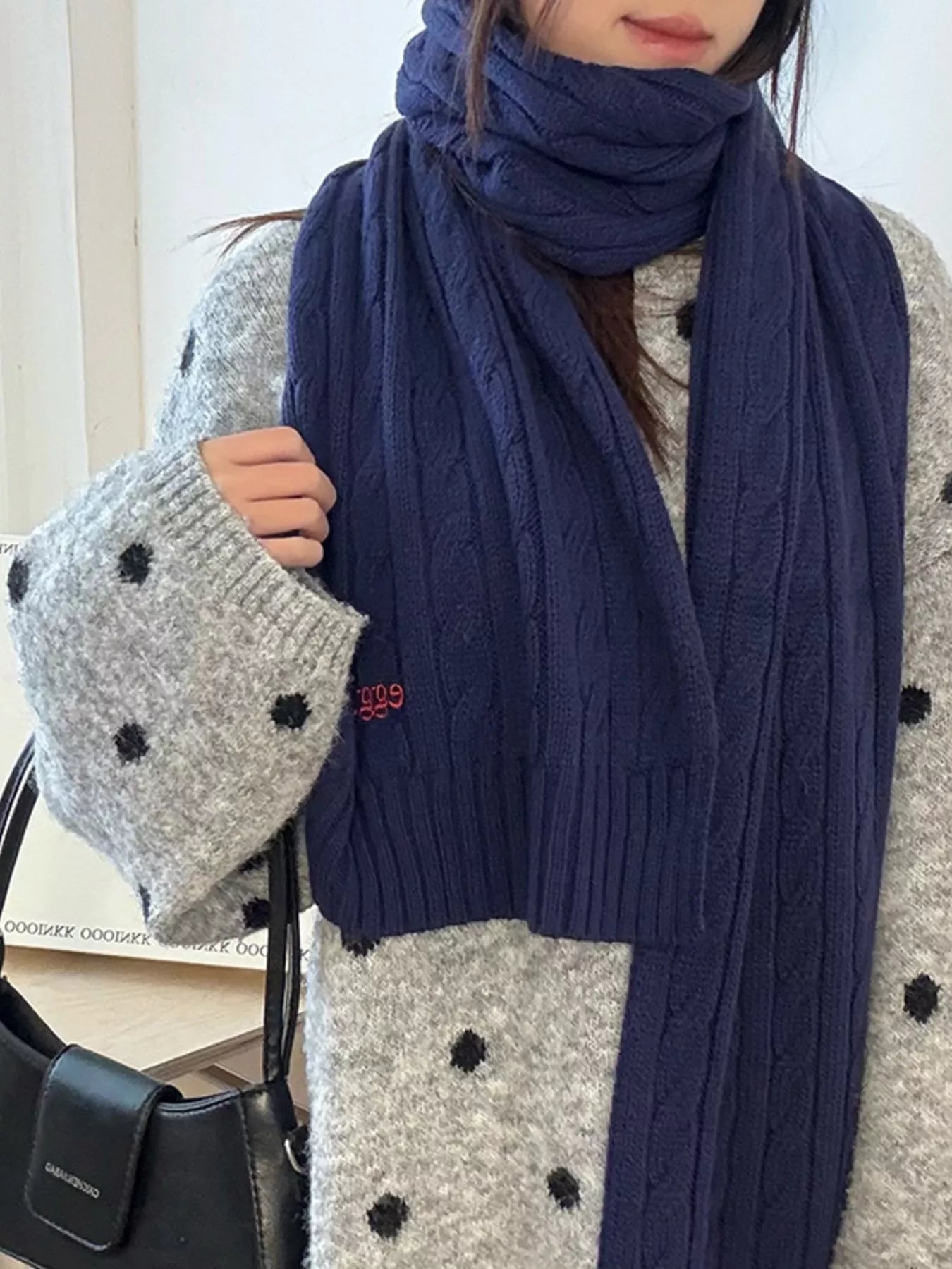 Ribbed Knitted Winter Scarf -