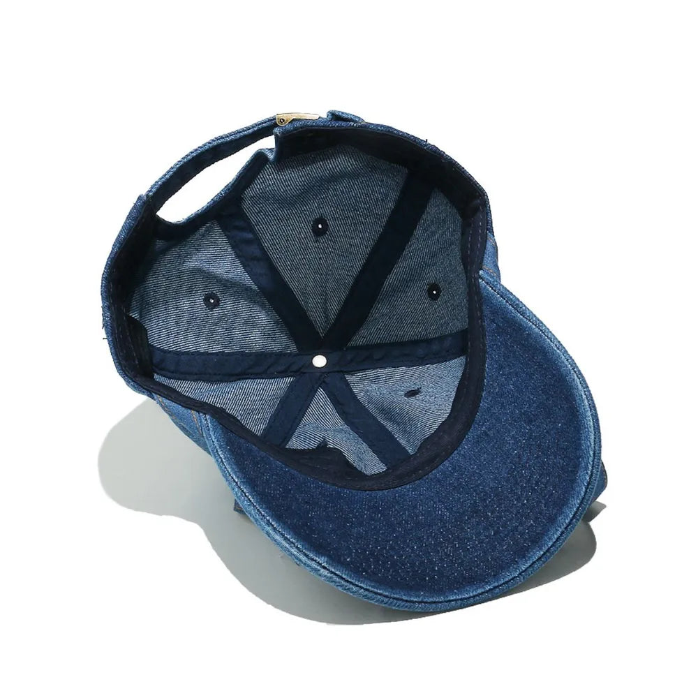Washed Bow Denim Baseball Cap -
