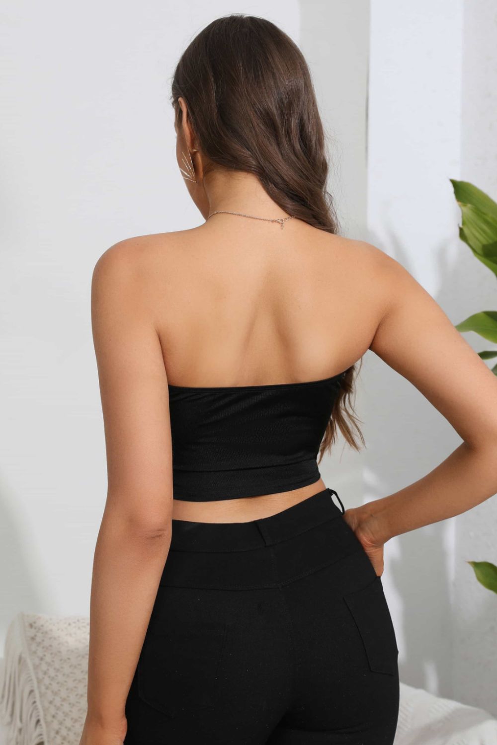 Heart Spider Web Graphic Tube Top - Black