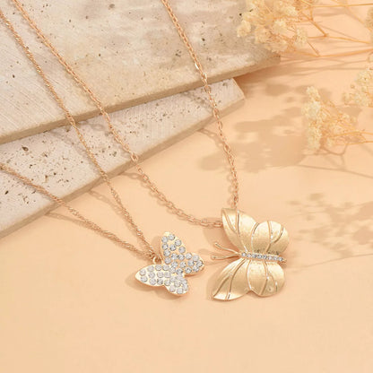 2-Piece Rhinestone Butterfly Necklace -