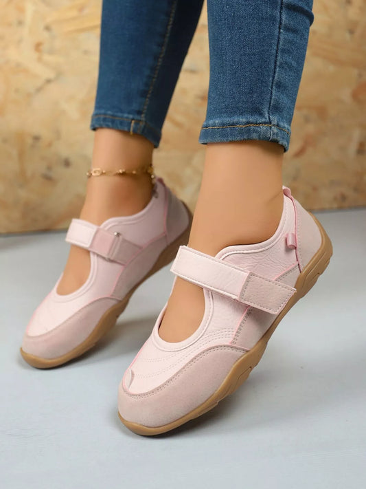 Round Toe Flats Velcro Strap Loafers -