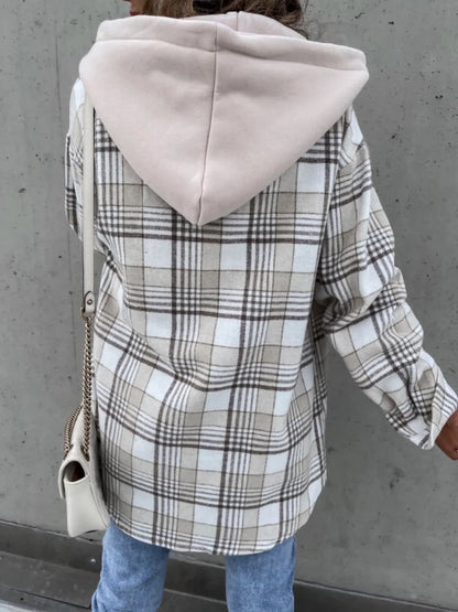 Plaid Button Up Jacket - Light Gray