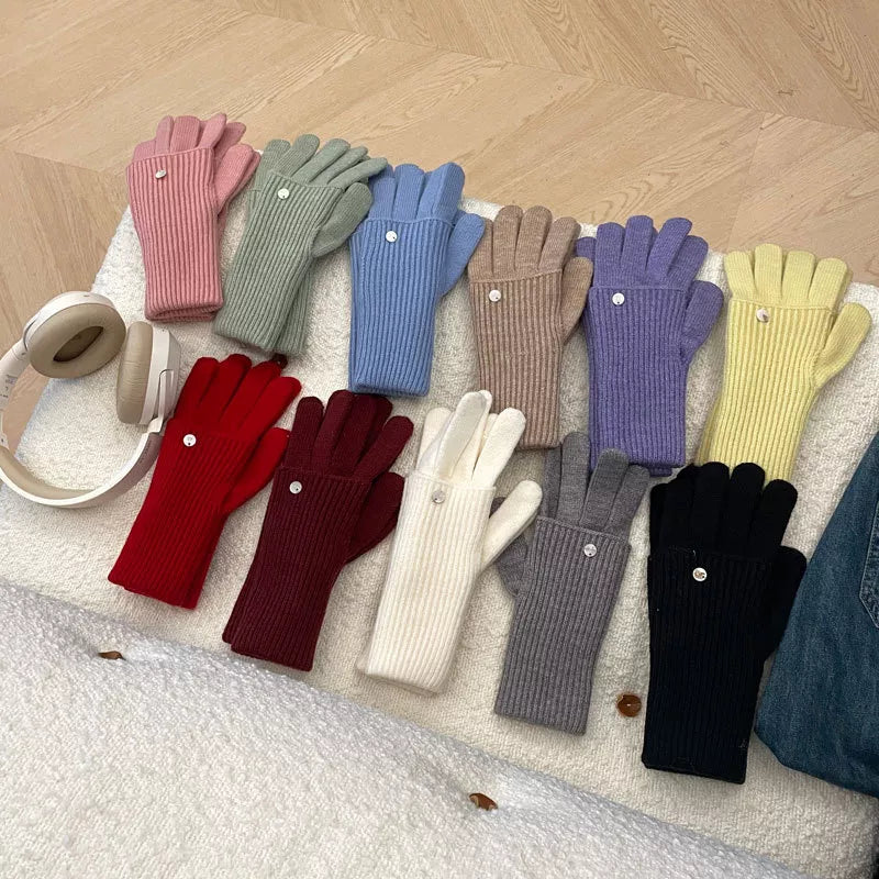 Ribbed Knit Touchscreen Gloves -
