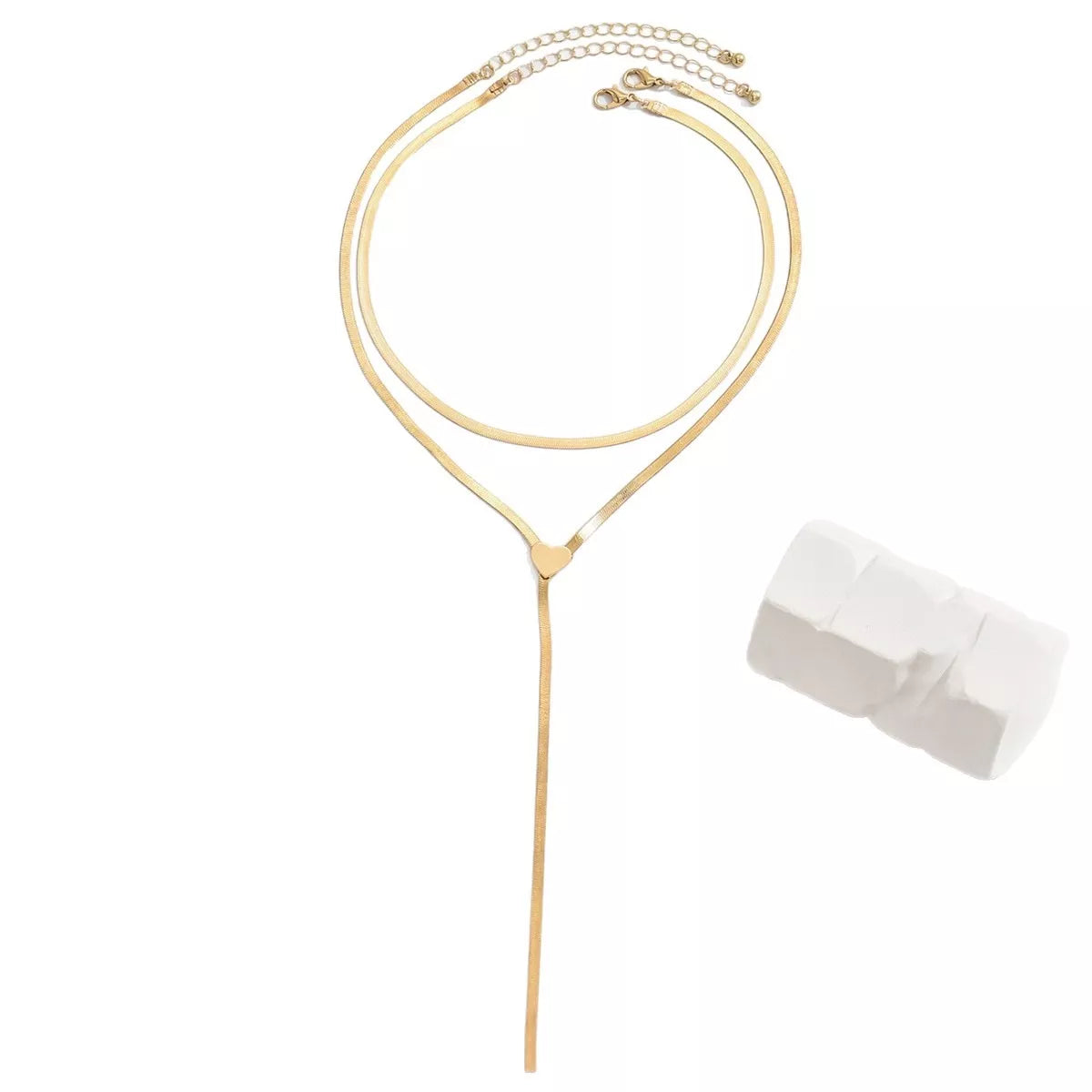 2-Piece Gold-Plated Heart Necklace -