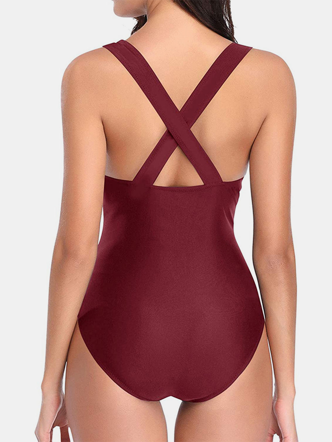 Crisscross Plunge Wide Strap One-Piece Swimwear | AdoreStarr